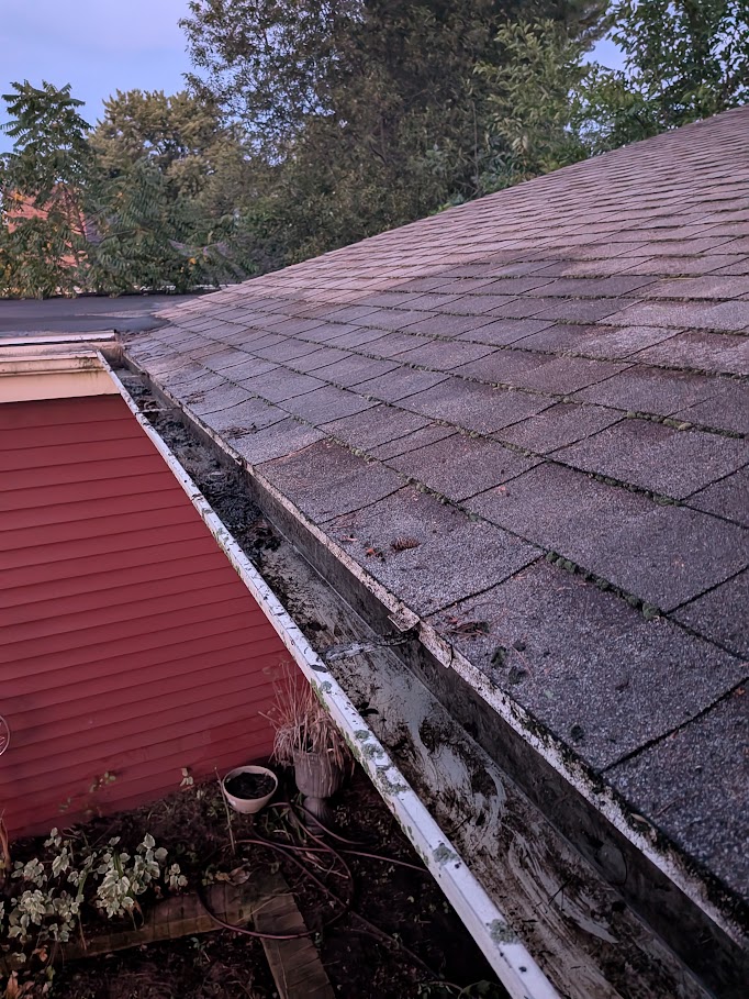 Open gutter with no gutter guard installed